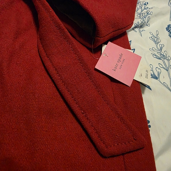 Beautiful Red NWT Kate Spade New York Wool Blend Pea Coat Belted Wrap Size XL - Picture 9 of 16